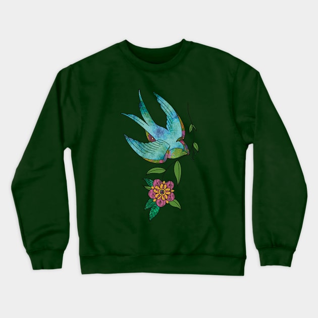 bird with flower Crewneck Sweatshirt by leximages 